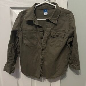 Old Navy Olive Button-Down Kids Shirt